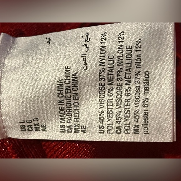 I.N.C. International Concepts Red Long Sleeve Cold Shoulder Sparkly Dress Sz L - Picture 10 of 11